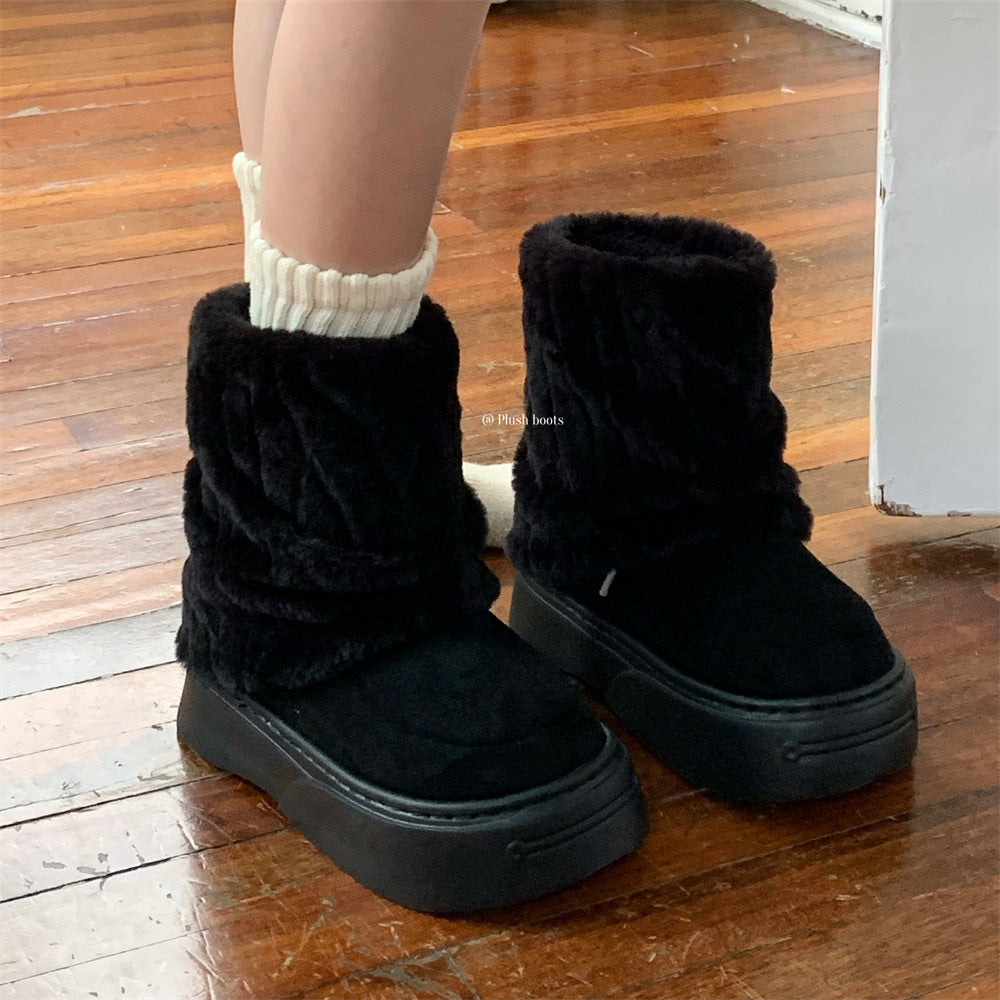 Retro Color-matching Cotton Shoes