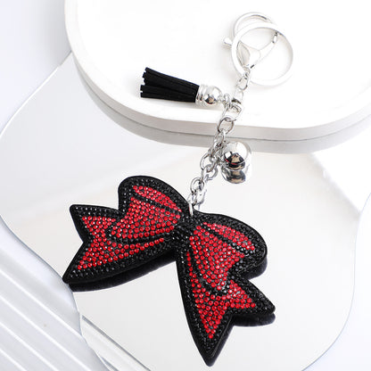 Korean Velvet Diamond Love Heart Tassel Keychain