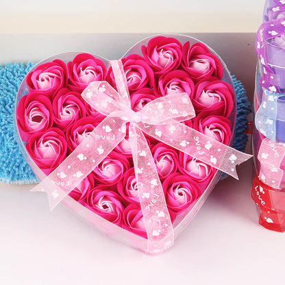 Rose-scented soap heart-shaped gift box