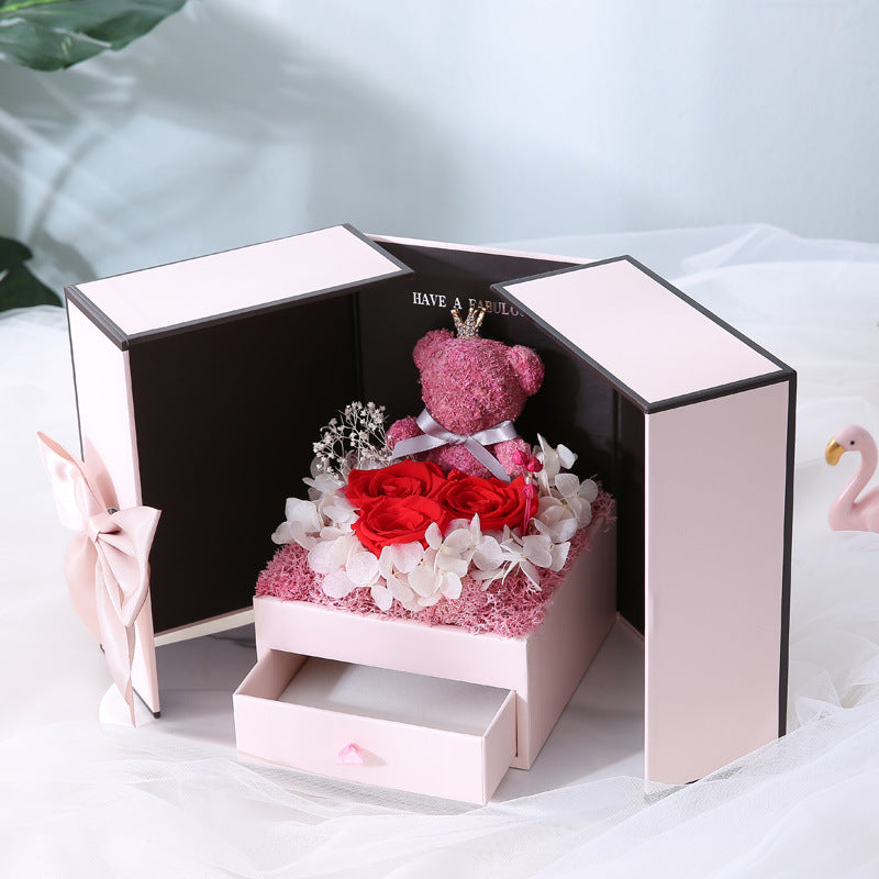 Premium Valentine's Day Bear Preserved Flower Gift Box