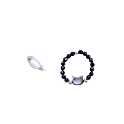 Adjustable Cat Couple's Matching Rings