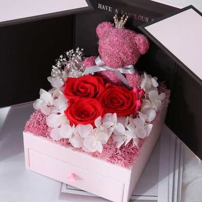Premium Valentine's Day Bear Preserved Flower Gift Box