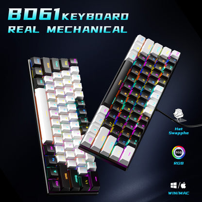 BD61 Mechanical Keyboard RGB Hot-Swappable Wired Gaming Keyboard