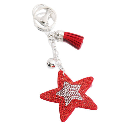 Korean Velvet Diamond Love Heart Tassel Keychain