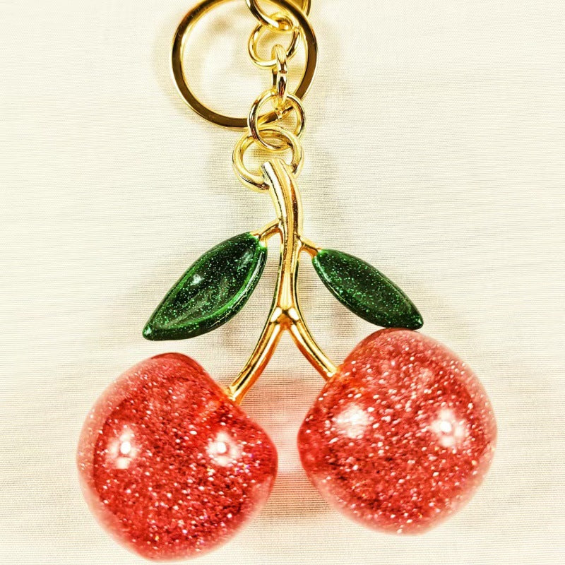 Cherry-themed premium metal keychain