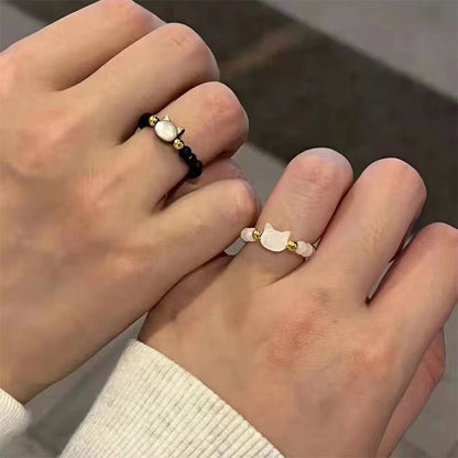 Adjustable Cat Couple's Matching Rings