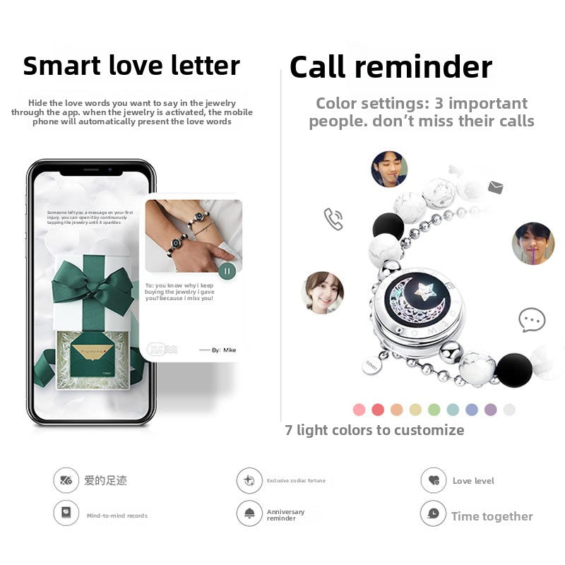 A pair of beaded sun and moon couple bracelets