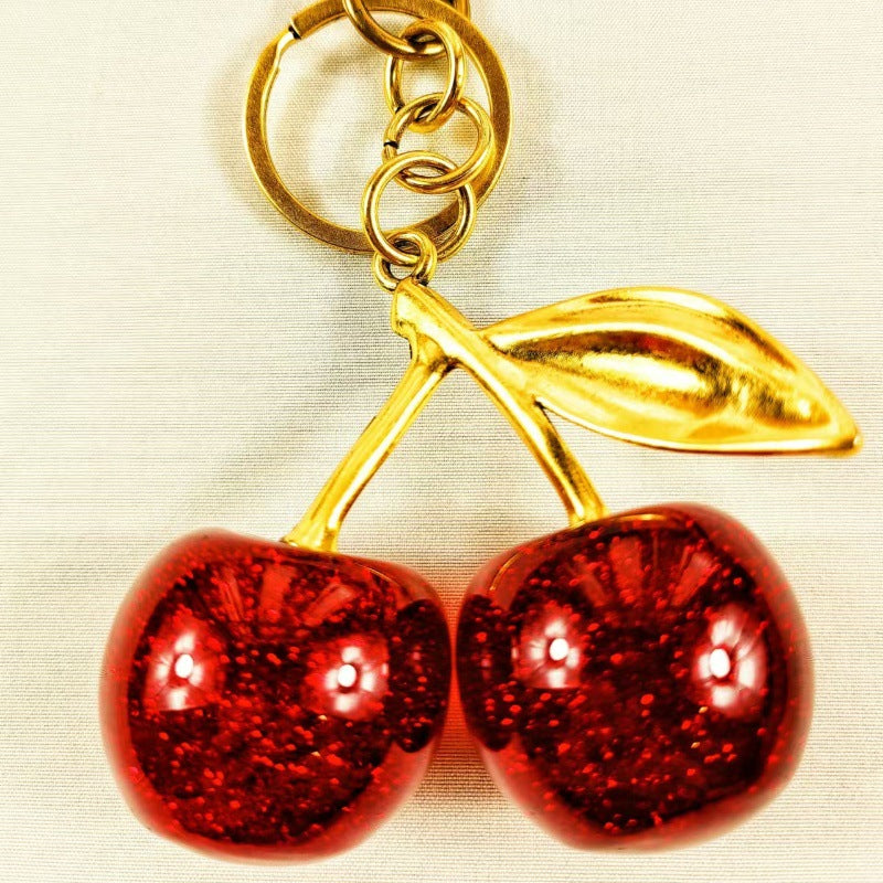 Cherry-themed premium metal keychain