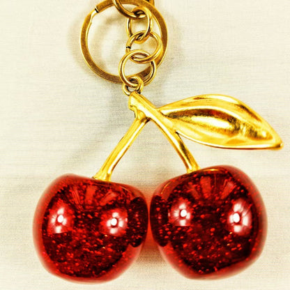 Cherry-themed premium metal keychain