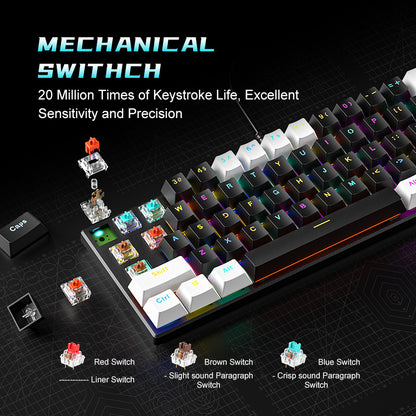 BD61 Mechanical Keyboard RGB Hot-Swappable Wired Gaming Keyboard