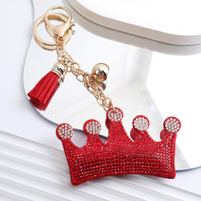 Korean Velvet Diamond Love Heart Tassel Keychain