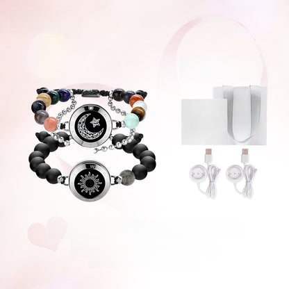 A pair of beaded sun and moon couple bracelets