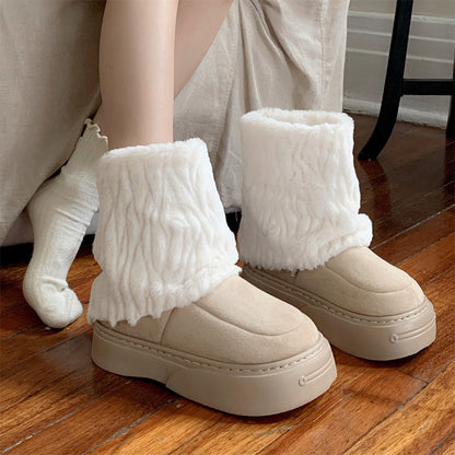 Retro Color-matching Cotton Shoes