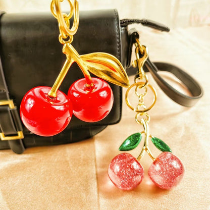 Cherry-themed premium metal keychain