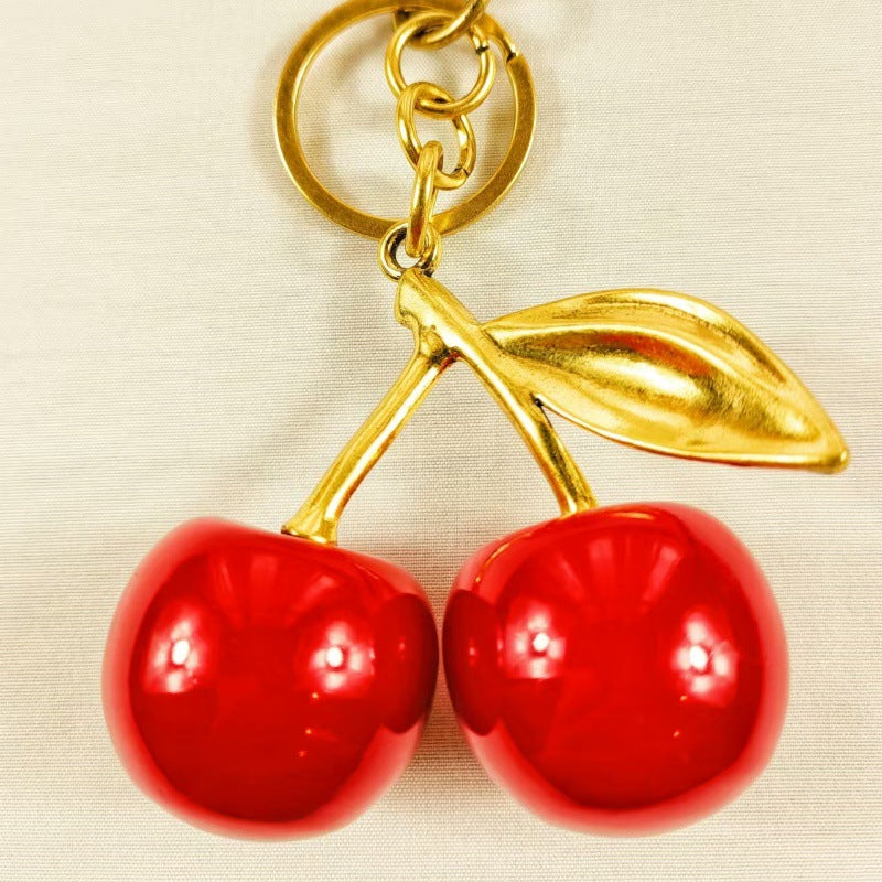 Cherry-themed premium metal keychain