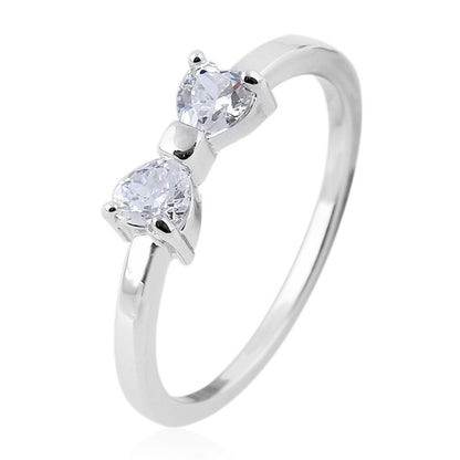 Japanese and Korean Fashion Bow Ring Women's Ins Style Simple Zircon Love Ring Jewelry Accessories Cross-border Explosions