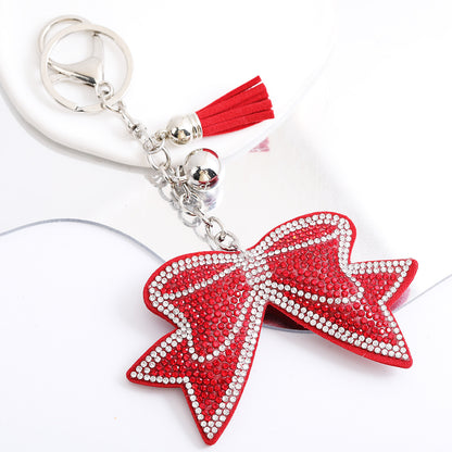 Korean Velvet Diamond Love Heart Tassel Keychain