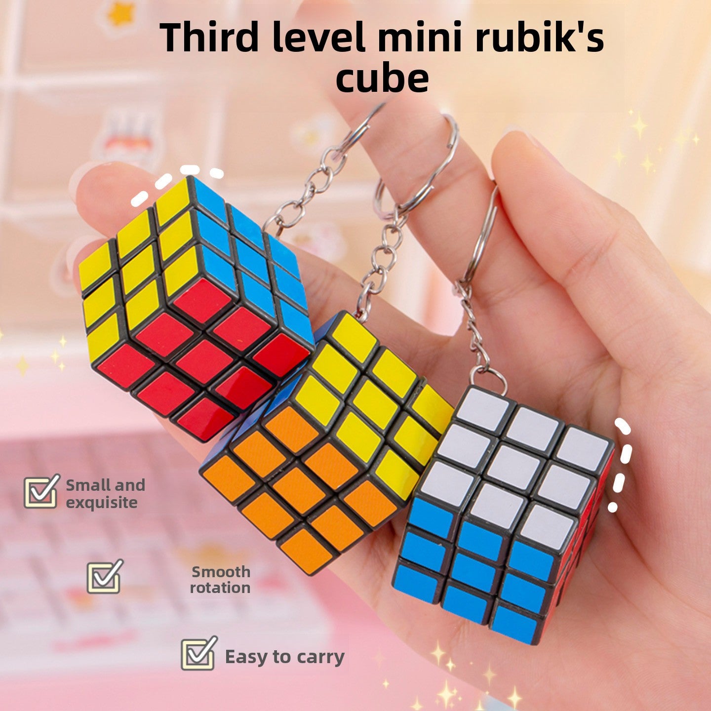 Small Rubik's Cube 3Rd Level with Keychain