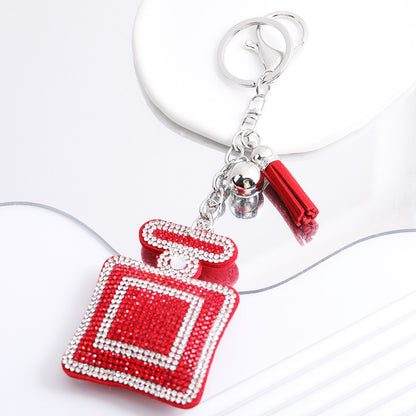 Korean Velvet Diamond Love Heart Tassel Keychain