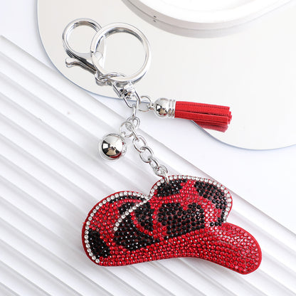 Korean Velvet Diamond Love Heart Tassel Keychain