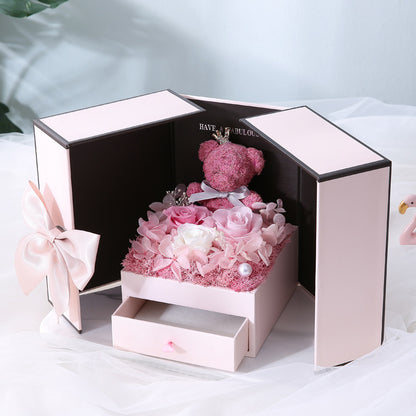 Premium Valentine's Day Bear Preserved Flower Gift Box